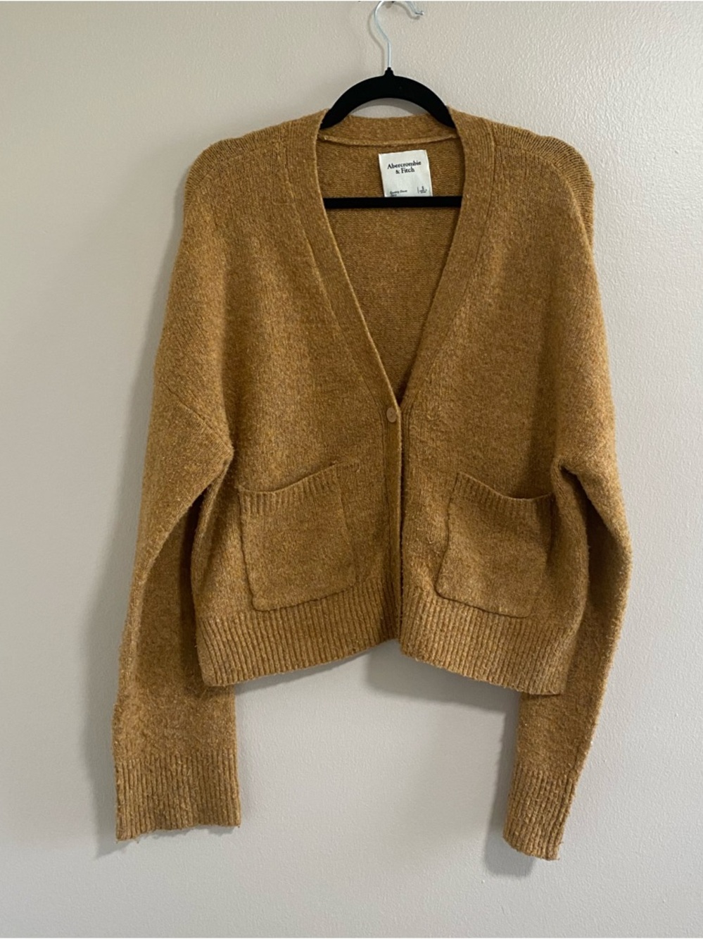 Abercrombie & Fitch Golden Brown Slouchy  V-Neck Cardigan Sweater Size Small